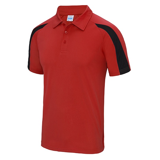 Koszulka Polo Klasyczna Odprowadzajaca Wilgoc JC043 - Fire Red & Jet Black