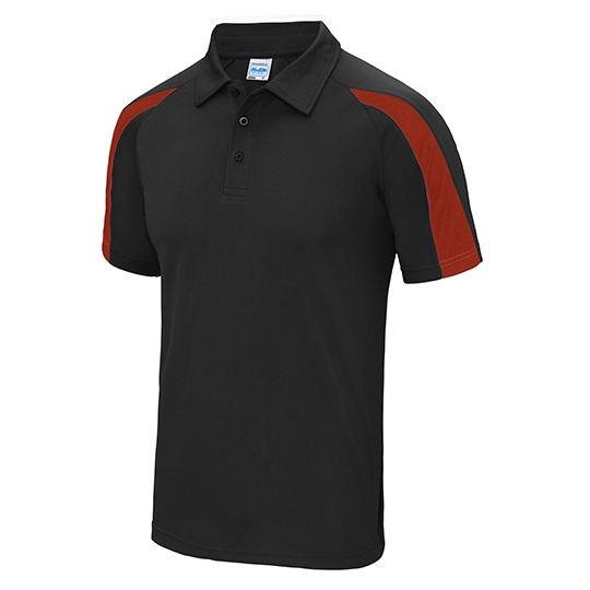 Koszulka Polo Klasyczna Odprowadzajaca Wilgoc JC043 - Jet Black & Fire Red
