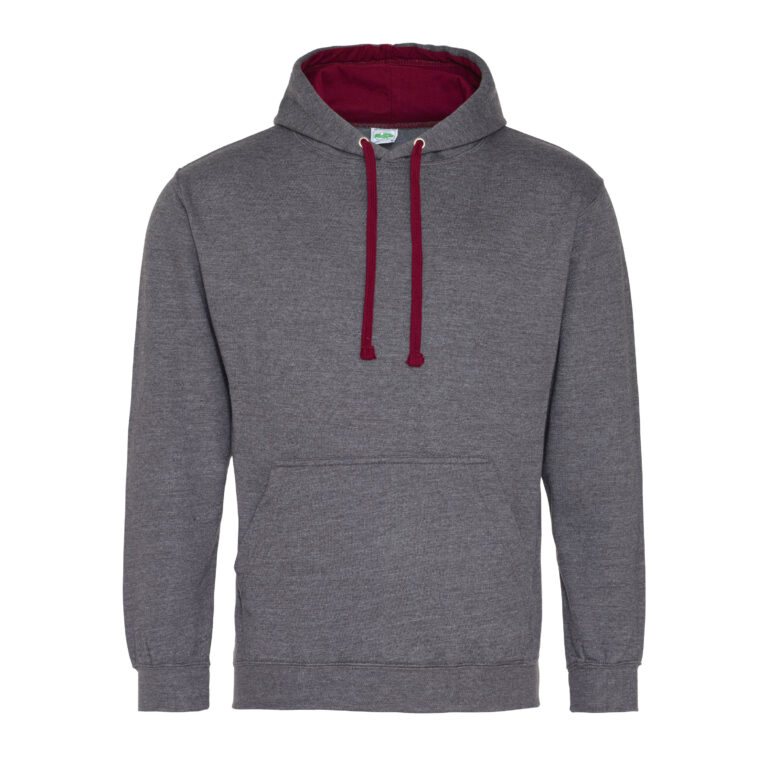 Bluza Klasyczna Bawełniana Czesana JH003 - Charcoal (Heather) & Burgundy