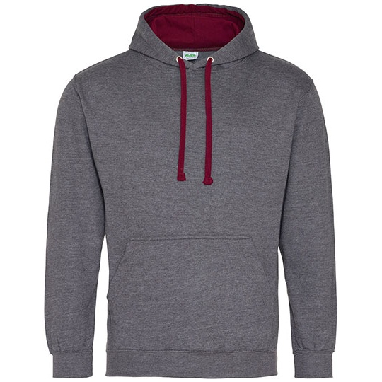 Bluza Klasyczna Bawelniana Czesana JH003 - Charcoal (Heather) & Burgundy