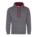 Bluza Klasyczna Bawełniana Czesana JH003 - Charcoal (Heather) & Burgundy
