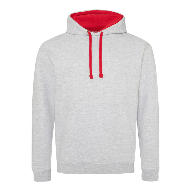 Bluza Klasyczna Bawełniana Czesana JH003 - Heather Grey & Fire Red