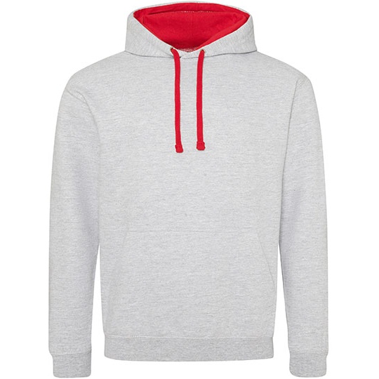 Bluza Klasyczna Bawelniana Czesana JH003 - Heather Grey & Fire Red
