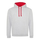 Bluza Klasyczna Bawełniana Czesana JH003 - Heather Grey & Fire Red