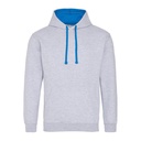 Bluza Klasyczna Bawełniana Czesana JH003 - Heather Grey & Sapphire Blue