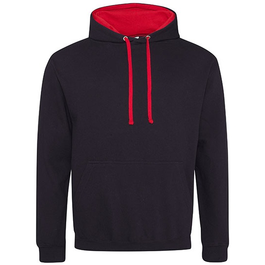 Bluza Klasyczna Bawełniana Czesana JH003 - Jet Black & Fire Red