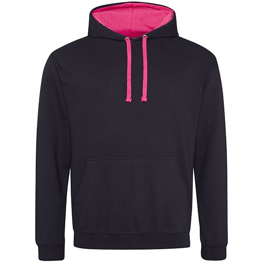 Bluza Klasyczna Bawelniana Czesana JH003 - Jet Black & Hot Pink