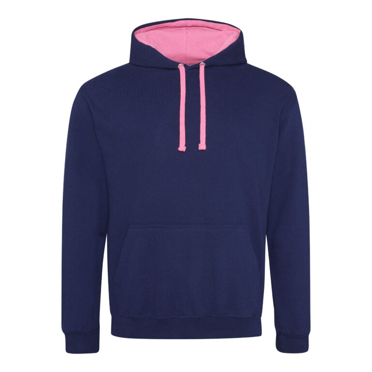 Bluza Klasyczna Bawełniana Czesana JH003 - Oxford Navy & Candyfloss Pink