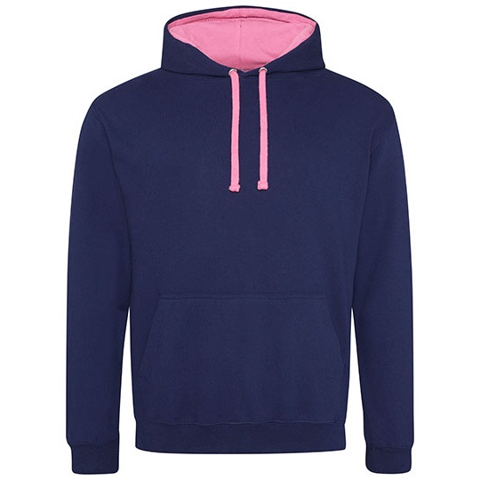 Bluza Klasyczna Bawelniana Czesana JH003 - Oxford Navy & Candyfloss Pink