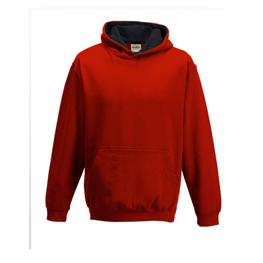 Bluza dziecięca z kapturem JH003K - Fire Red & Jet Black