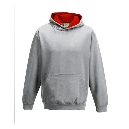Bluza Dziecieca Klasyczna Czesana JH003K - Heather Grey & Fire Red