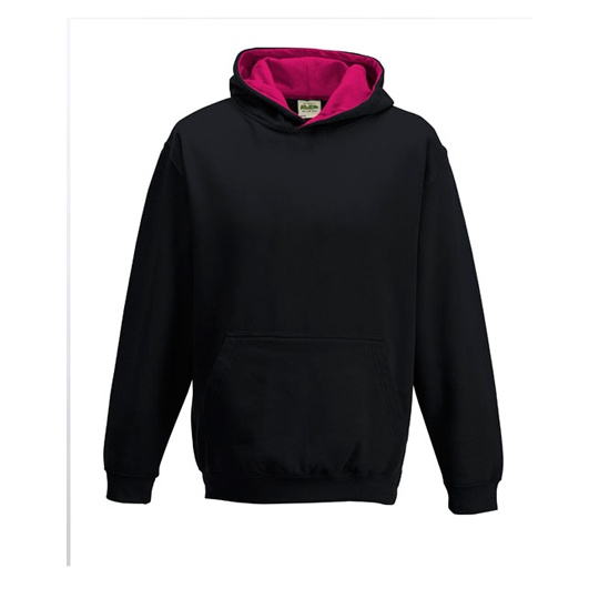Bluza Dziecieca Klasyczna Czesana JH003K - Jet Black & Hot Pink