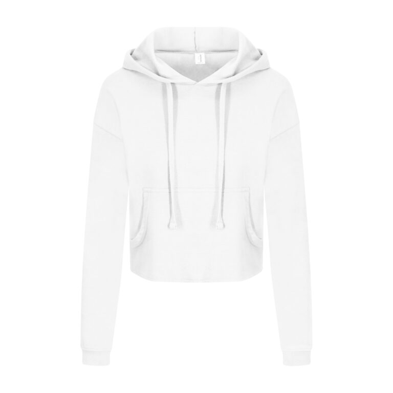 Bluza Damska Krotka Bawełniana z Kapturem JH016 - Arctic White