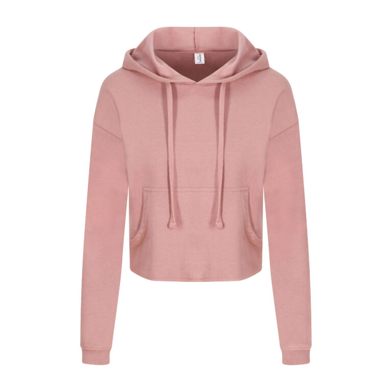 Bluza Damska Krotka Bawełniana z Kapturem JH016 - Dusty Pink