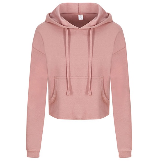 Bluza Damska Krotka Bawelniana z Kapturem JH016 - Dusty Pink