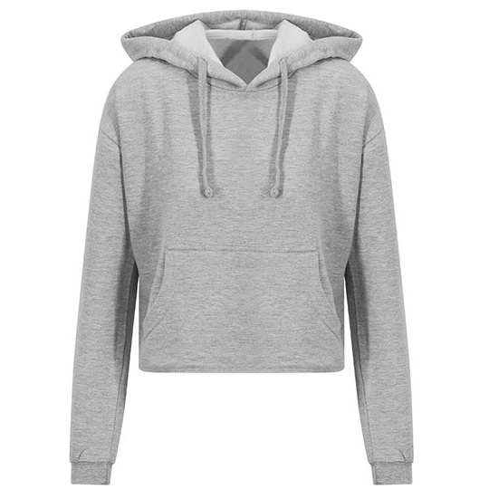 Bluza Damska Krótka Bawełniana z Kapturem JH016 - Heather Grey