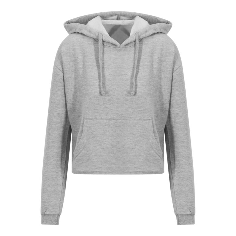 Bluza Damska Krotka Bawełniana z Kapturem JH016 - Heather Grey