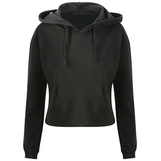 Bluza Damska Krotka Bawelniana z Kapturem JH016 - Jet Black