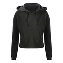 Bluza Damska Krotka Bawełniana z Kapturem JH016 - Jet Black