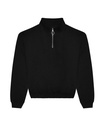 Bluza Damska Krotka Oversize Bawełniana z Zamkiem JH037 - Deep Black