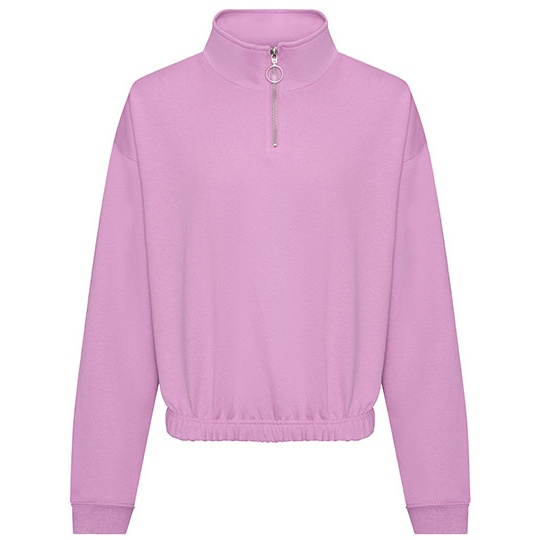 Bluza Damska Krotka Oversize Bawelniana z Zamkiem JH037 - Lavender