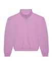 Bluza Damska Krotka Oversize Bawełniana z Zamkiem JH037 - Lavender