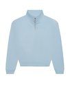 Bluza Damska Krotka Oversize Bawełniana z Zamkiem JH037 - Sky Blue