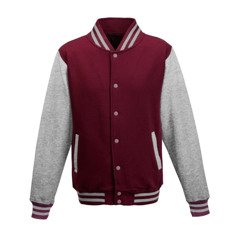 Bluza Baseballowa Klasyczna Bawełniana JH043 - Burgundy & Heather Grey