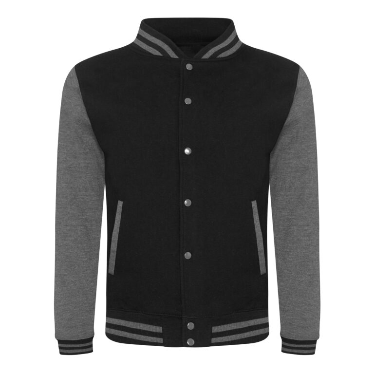 Bluza Baseballowa Klasyczna Bawełniana JH043 - Jet Black & Charcoal (Heather)
