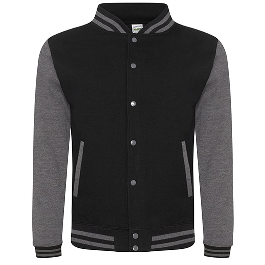 Bluza Baseballowa Klasyczna Bawelniana JH043 - Jet Black & Charcoal (Heather)