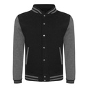 Bluza Baseballowa Klasyczna Bawełniana JH043 - Jet Black & Charcoal (Heather)