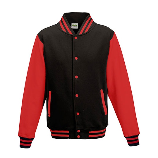 Bluza Baseballowa Klasyczna Bawelniana JH043 - Jet Black & Fire Red