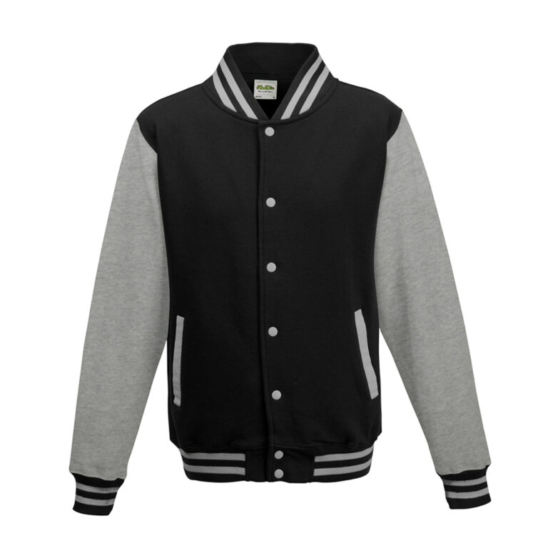 Bluza Baseballowa Klasyczna Bawełniana JH043 - Jet Black & Heather Grey