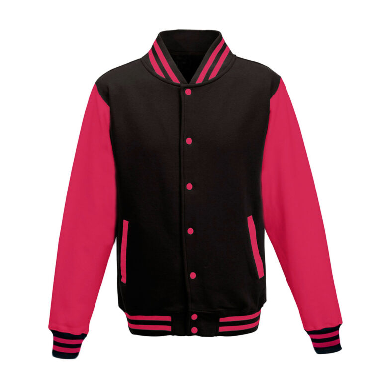 Bluza Baseballowa Klasyczna Bawełniana JH043 - Jet Black & Hot Pink