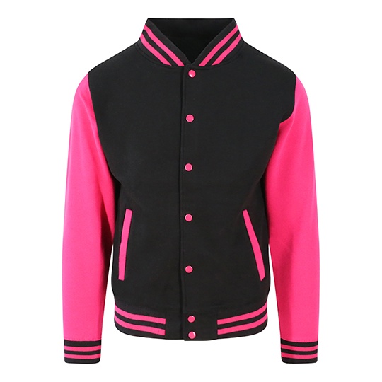 Bluza Baseballowa Klasyczna Bawelniana JH043 - Jet Black & Hot Pink