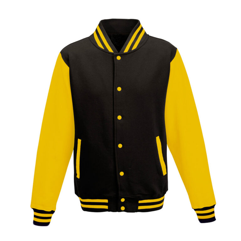 Bluza Baseballowa Klasyczna Bawełniana JH043 - Jet Black & Sun Yellow