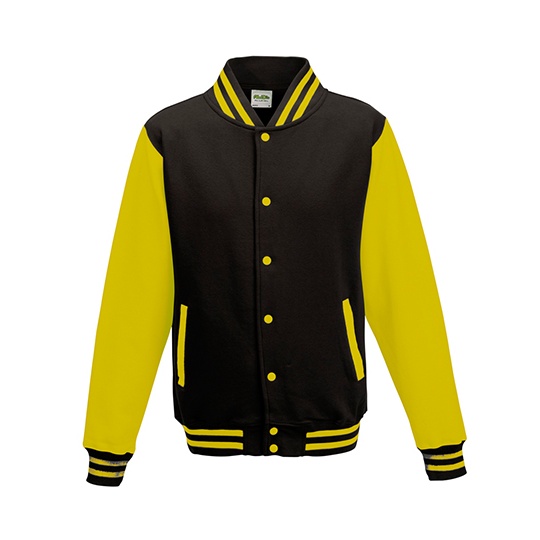 Bluza Baseballowa Klasyczna Bawelniana JH043 - Jet Black & Sun Yellow