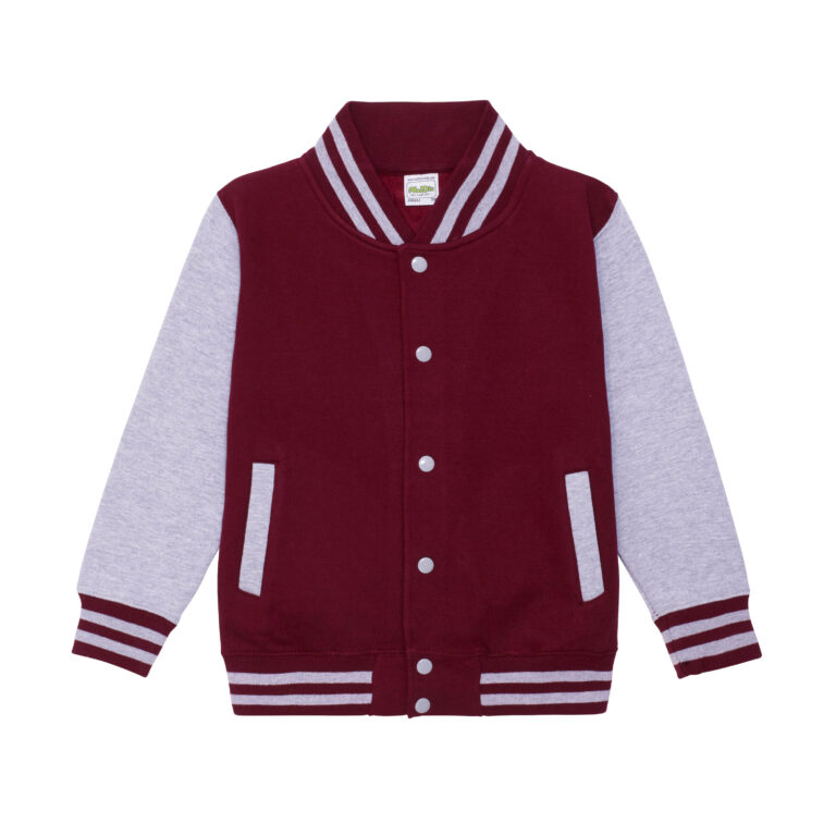 Bluza Dziecięca Baseballowa Czesana Bawełna JH043K - Burgundy & Heather Grey
