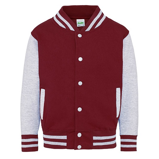 Bluza Dziecieca Baseballowa Czesana Bawelna JH043K - Burgundy & Heather Grey