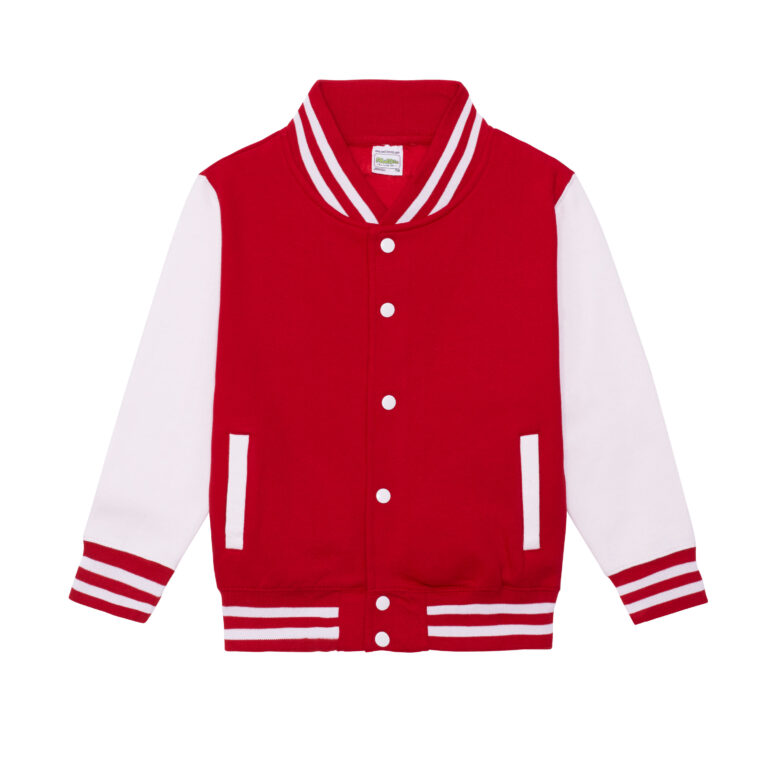 Bluza Dziecięca Baseballowa Czesana Bawełna JH043K - Fire Red & White