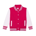 Bluza Dziecięca Baseballowa Czesana Bawełna JH043K - Hot Pink & White