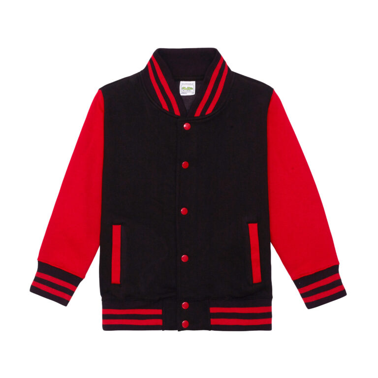 Bluza Dziecięca Baseballowa Czesana Bawełna JH043K - Jet Black & Fire Red