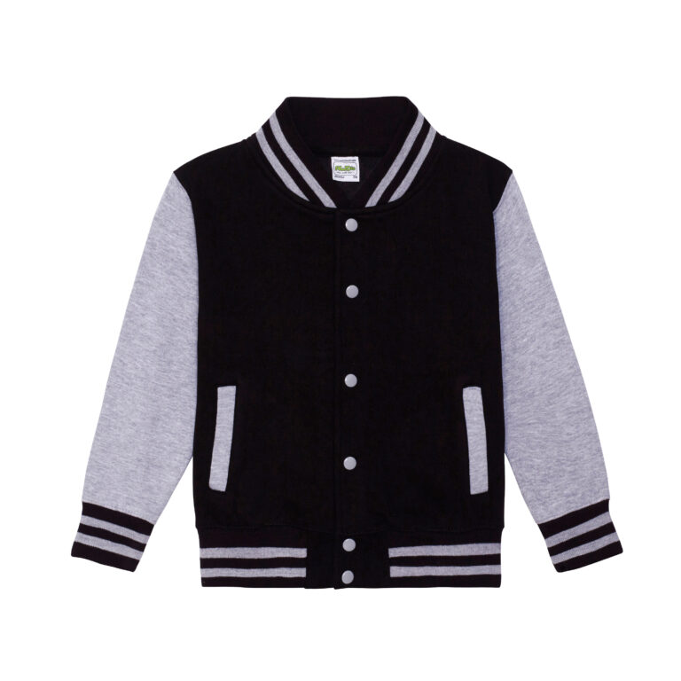 Bluza Dziecięca Baseballowa Czesana Bawełna JH043K - Jet Black & Heather Grey
