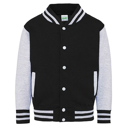 Bluza Dziecieca Baseballowa Czesana Bawelna JH043K - Jet Black & Heather Grey