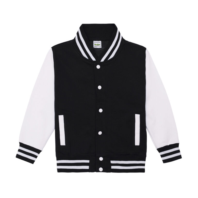 Bluza Dziecięca Baseballowa Czesana Bawełna JH043K - Jet Black & White