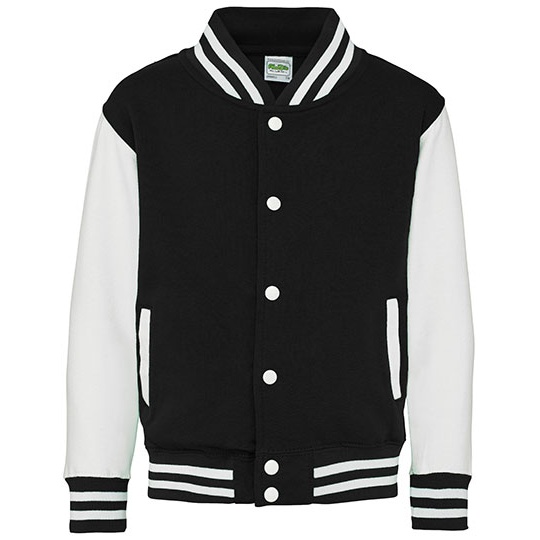 Bluza Dziecieca Baseballowa Czesana Bawelna JH043K - Jet Black & White