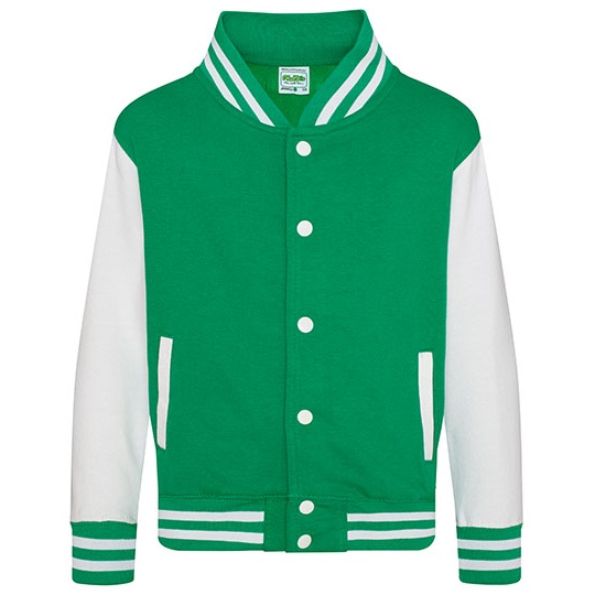 Bluza Dziecieca Baseballowa Czesana Bawelna JH043K - Kelly Green & White