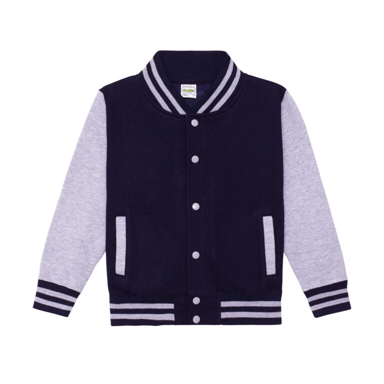 Bluza Dziecięca Baseballowa Czesana Bawełna JH043K - Oxford Navy & Heather Grey