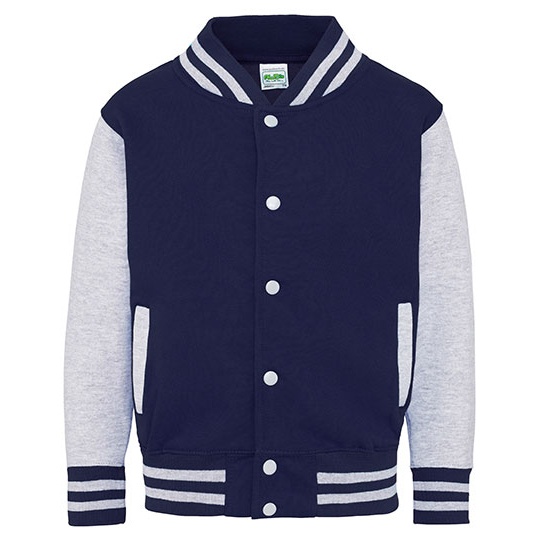 Bluza Dziecieca Baseballowa Czesana Bawelna JH043K - Oxford Navy & Heather Grey