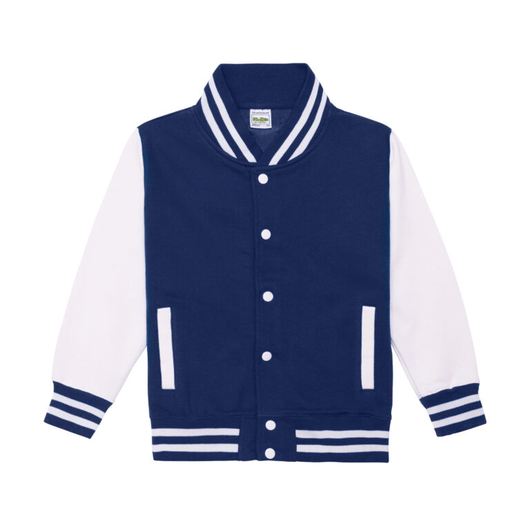 Bluza Dziecięca Baseballowa Czesana Bawełna JH043K - Oxford Navy & White